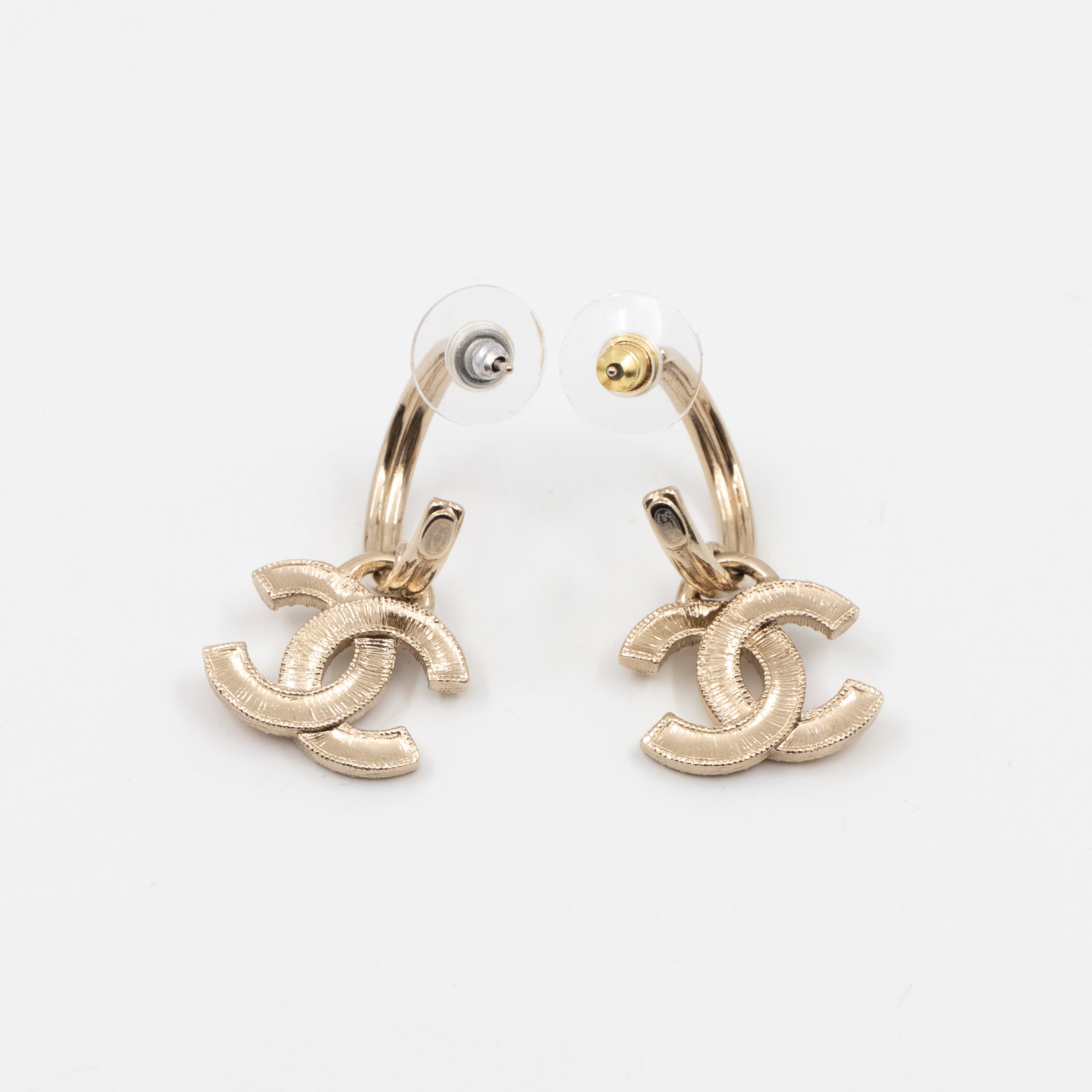 Colorful CC Hoops Crystal Earrings Light Gold