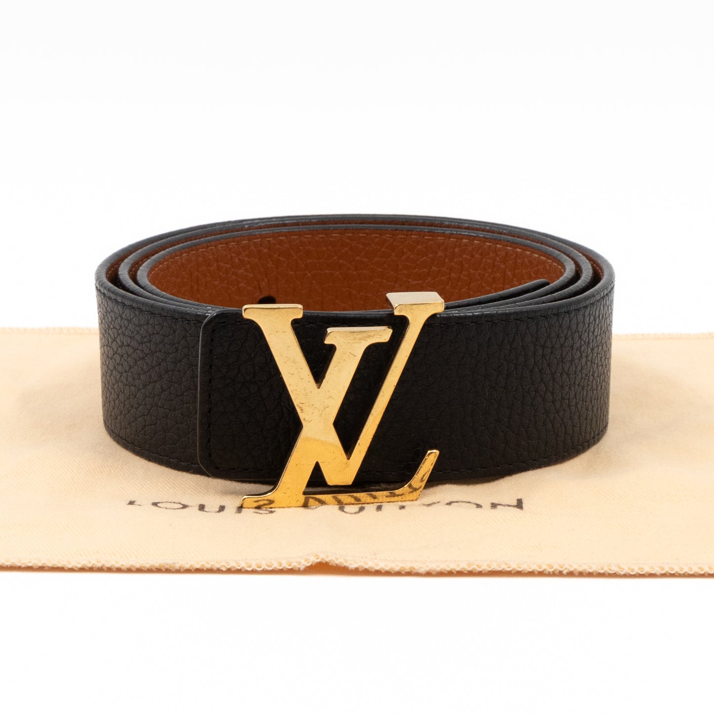 LV Initiales Belt 40 mm 100 cm Black Taurillon Leather
