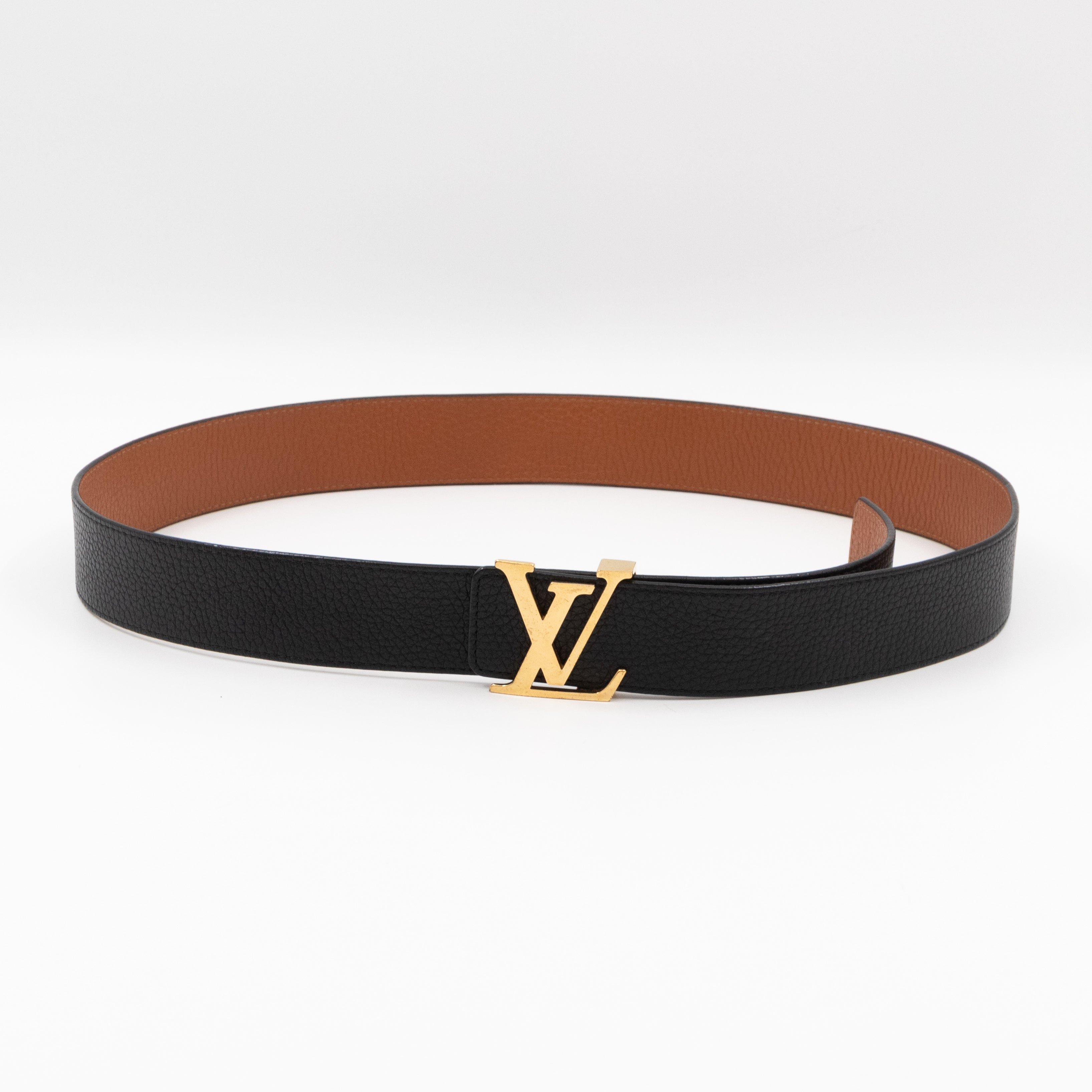 LV Initiales Belt 40 mm 100 cm Black Taurillon Leather