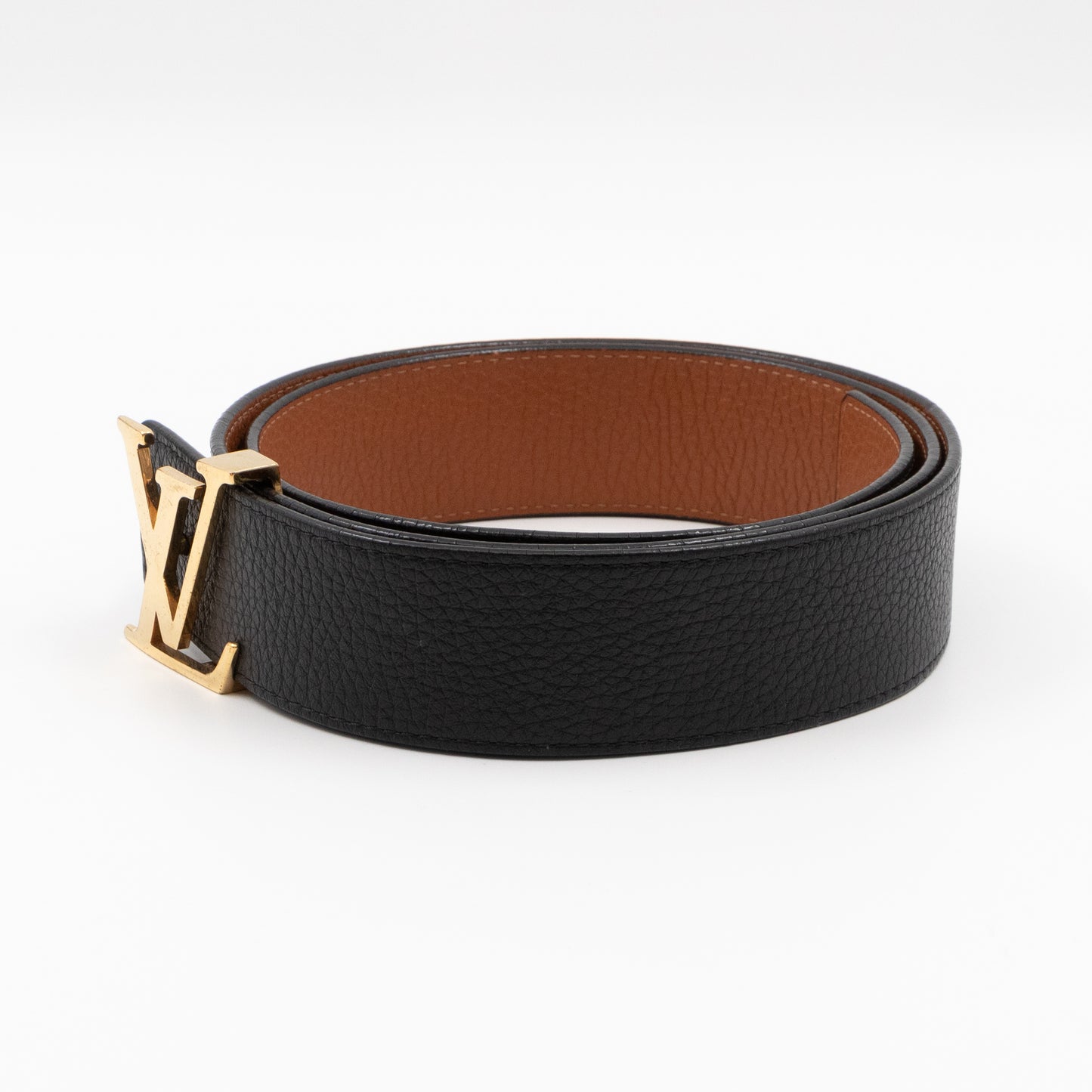 LV Initiales Belt 40 mm 100 cm Black Taurillon Leather