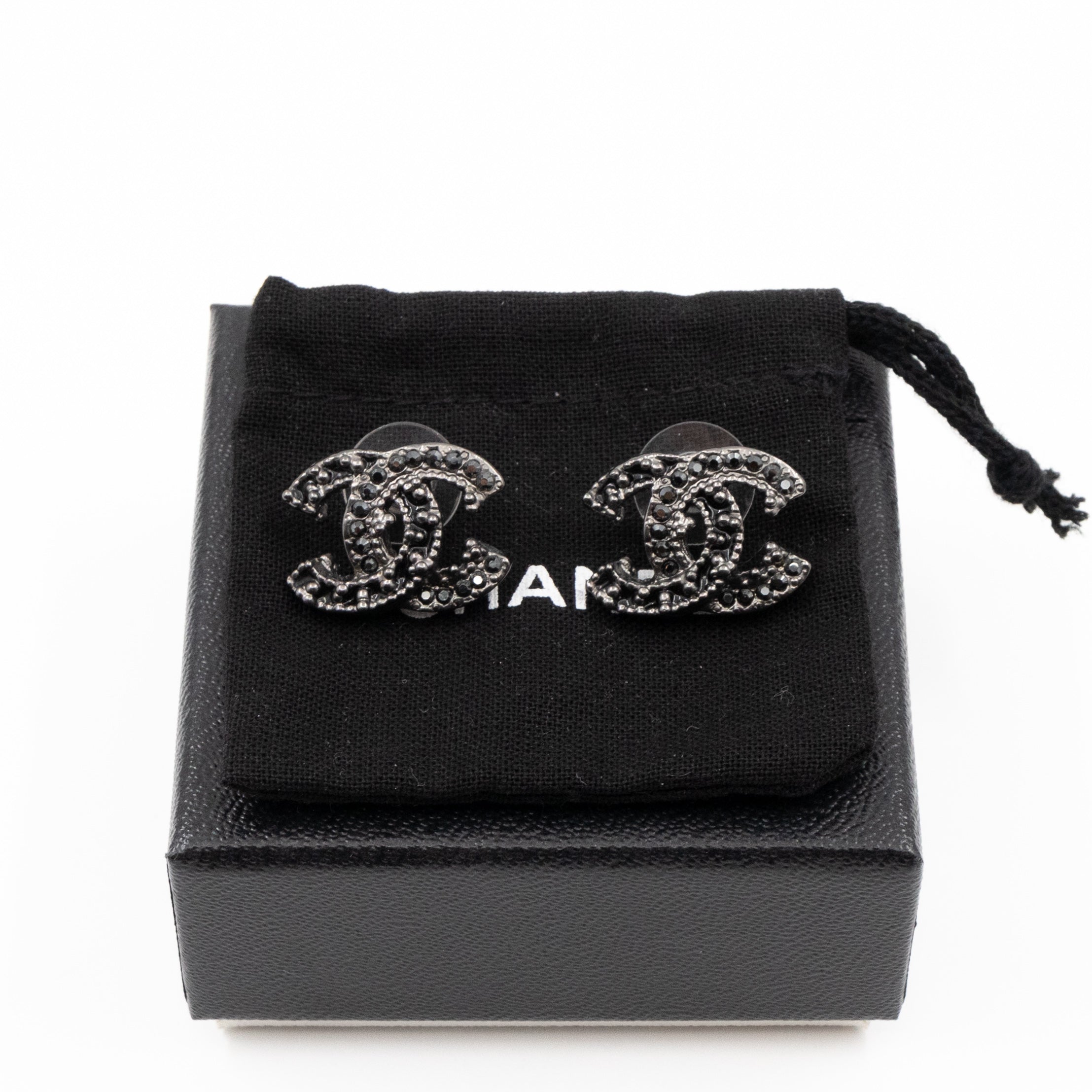 CC Crystal Earrings Ruthenium Black