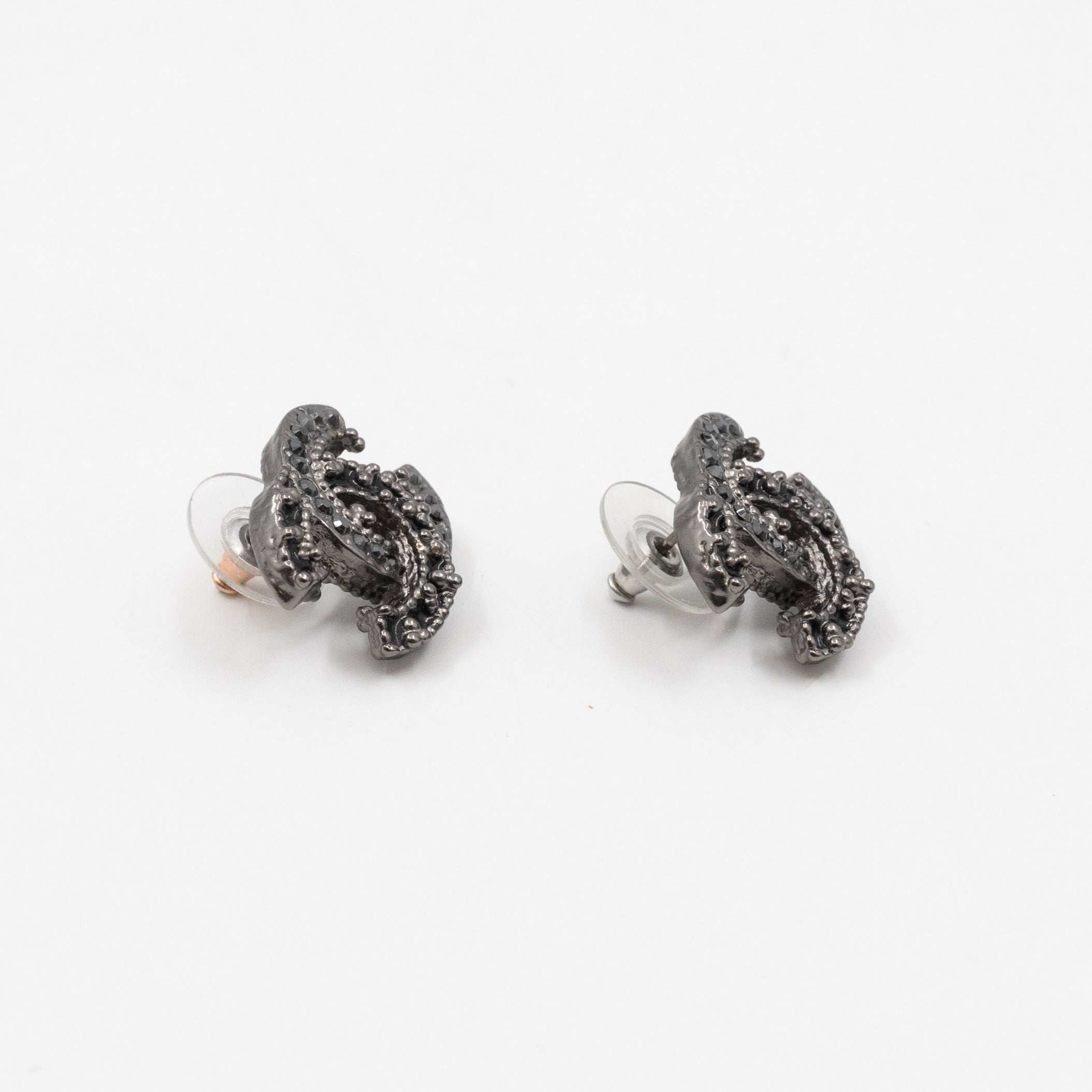 CC Crystal Earrings Ruthenium Black