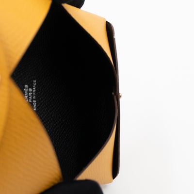 Calvi Card Holder Yellow Leather