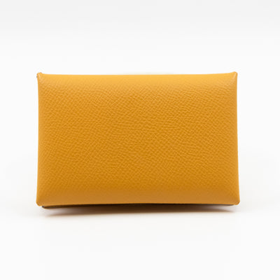 Calvi Card Holder Yellow Leather
