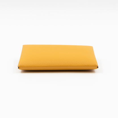 Calvi Card Holder Yellow Leather
