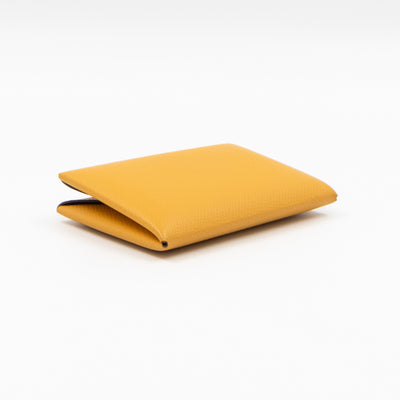 Calvi Card Holder Yellow Leather