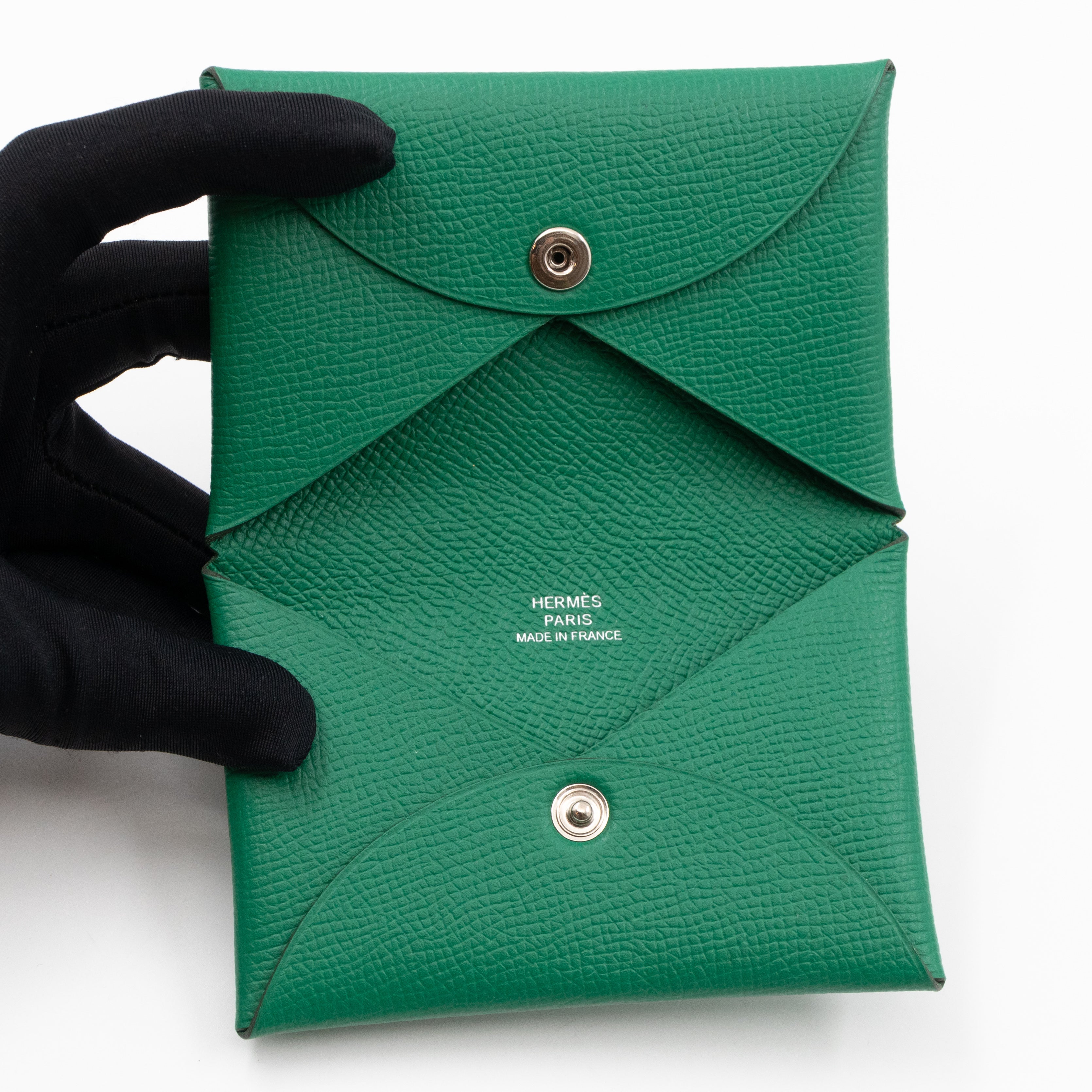 Calvi Card Holder Green Leather