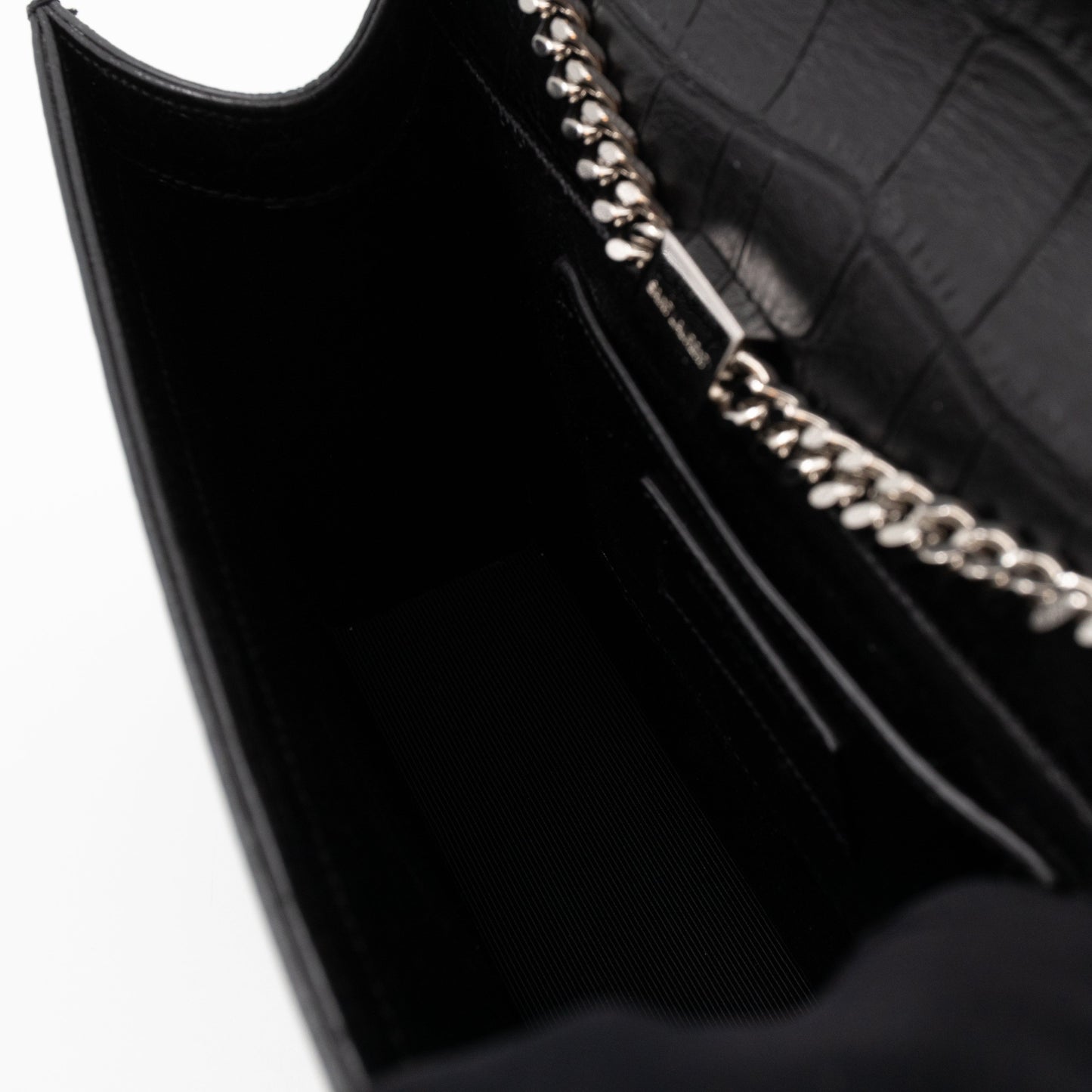 Kate Medium Tassel Black Croc Leather
