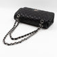 Classic Double Flap Small Black Lambskin Silver
