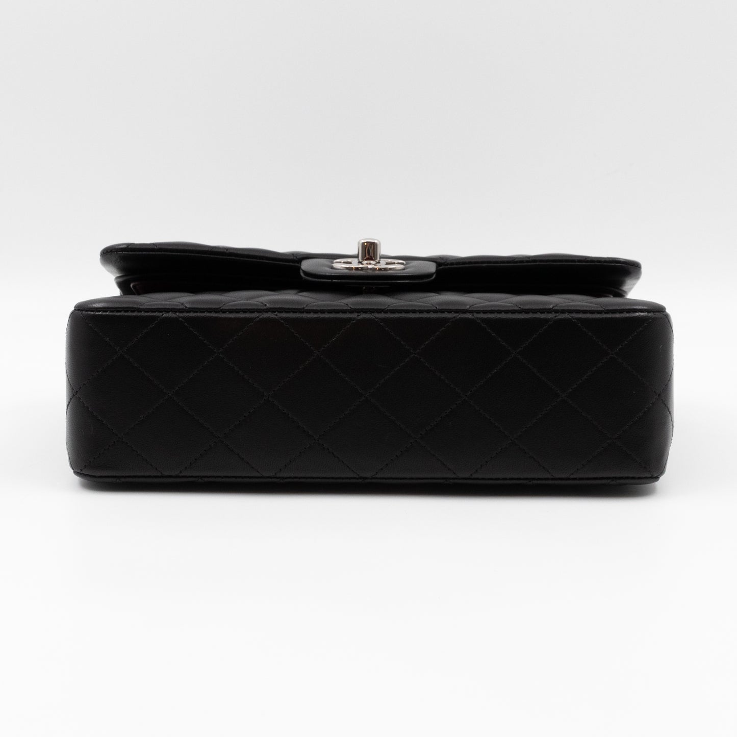 Classic Double Flap Small Black Lambskin Silver