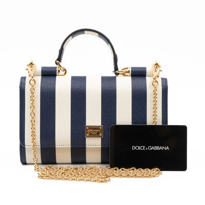 Sicily Von Bag Righe Blu Dauphine Leather