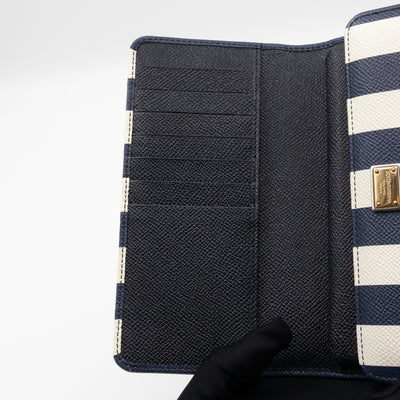 Sicily Von Bag Righe Blu Dauphine Leather