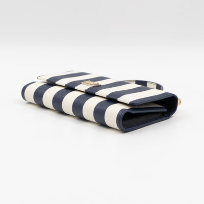 Sicily Von Bag Righe Blu Dauphine Leather