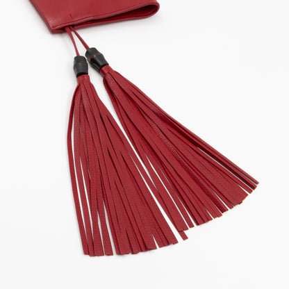 Nouveau Bamboo Tassel Clutch Red Leather