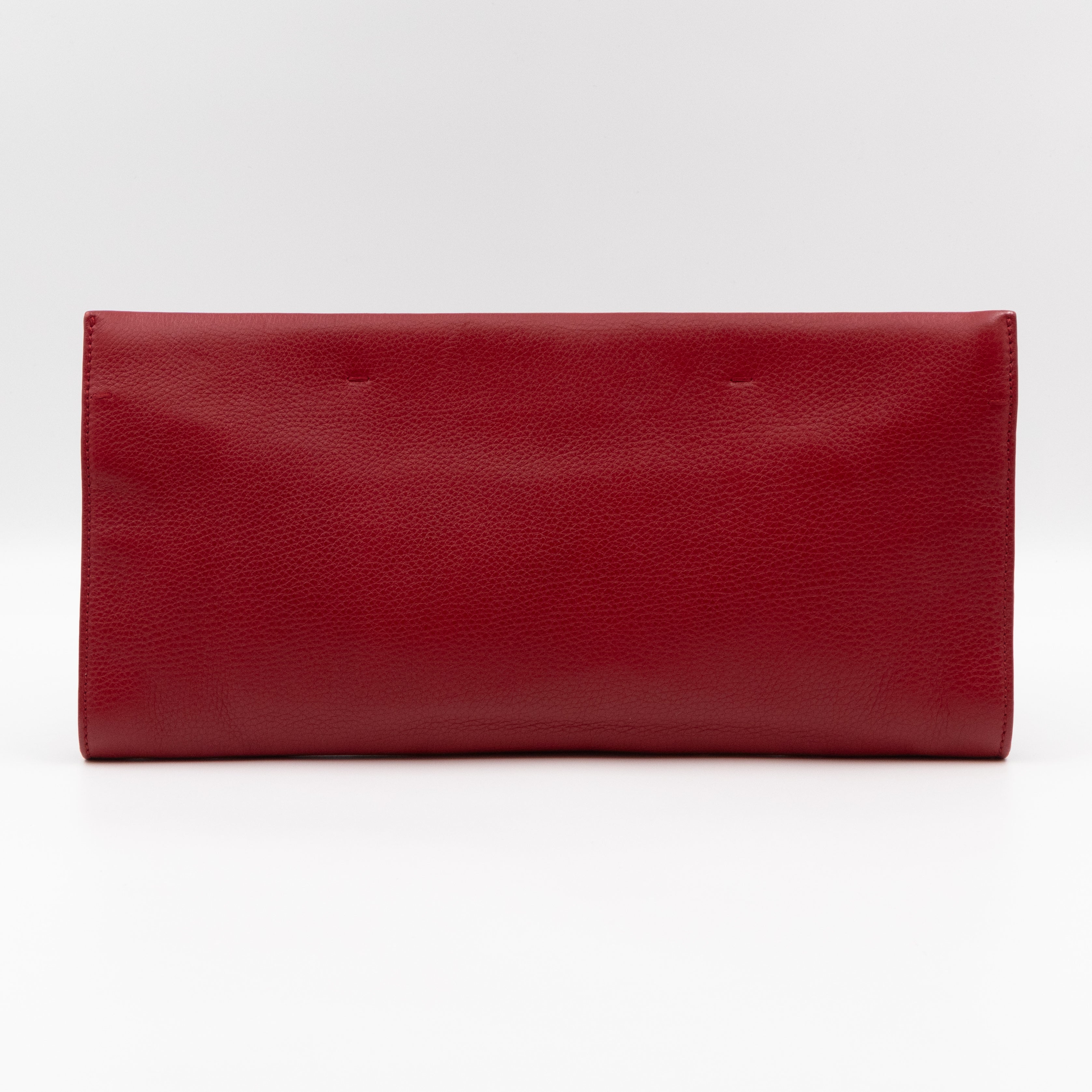 Nouveau Bamboo Tassel Clutch Red Leather
