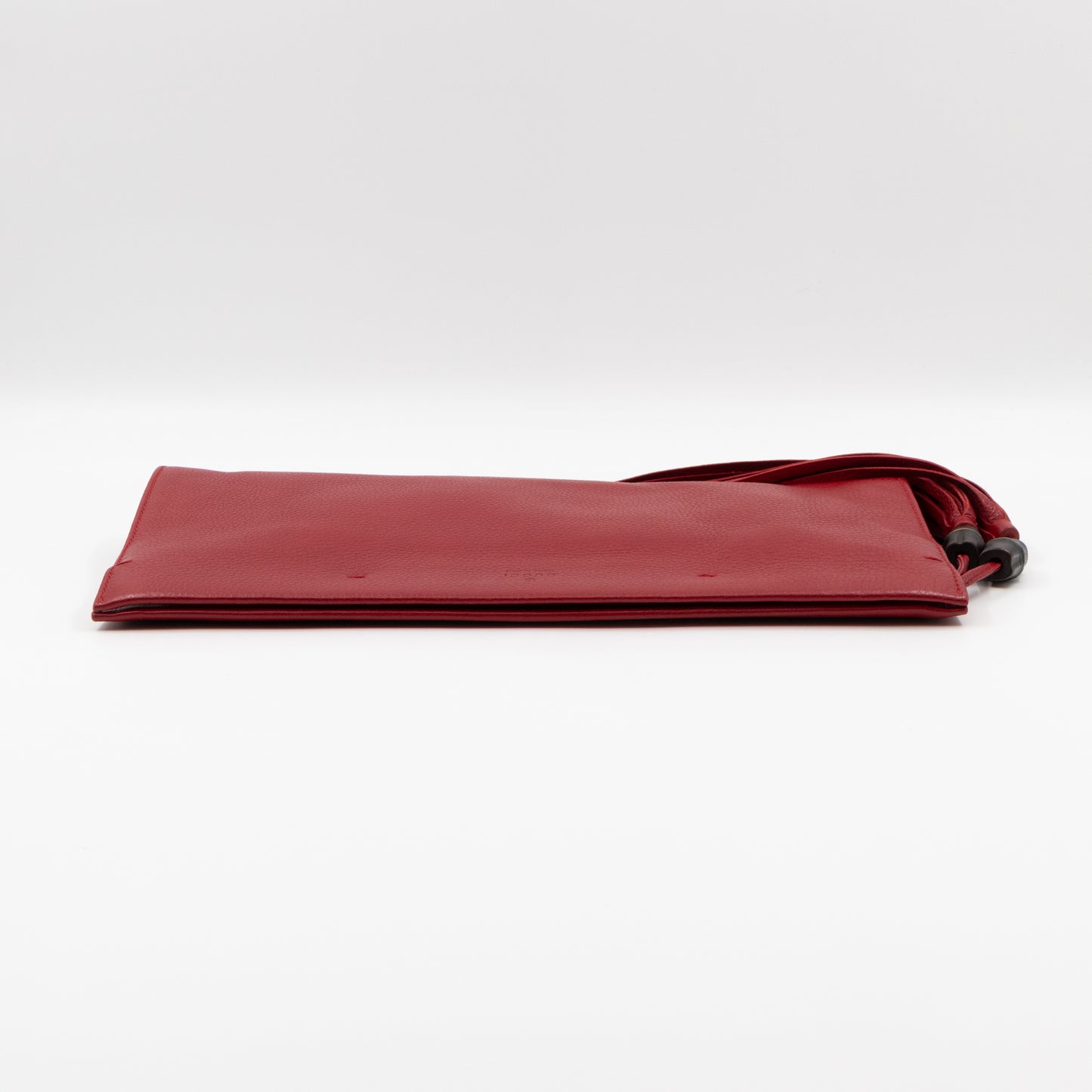 Nouveau Bamboo Tassel Clutch Red Leather