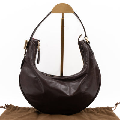 Duchessa Half Moon Hobo Vintage Shoulder Bag Brown Leather