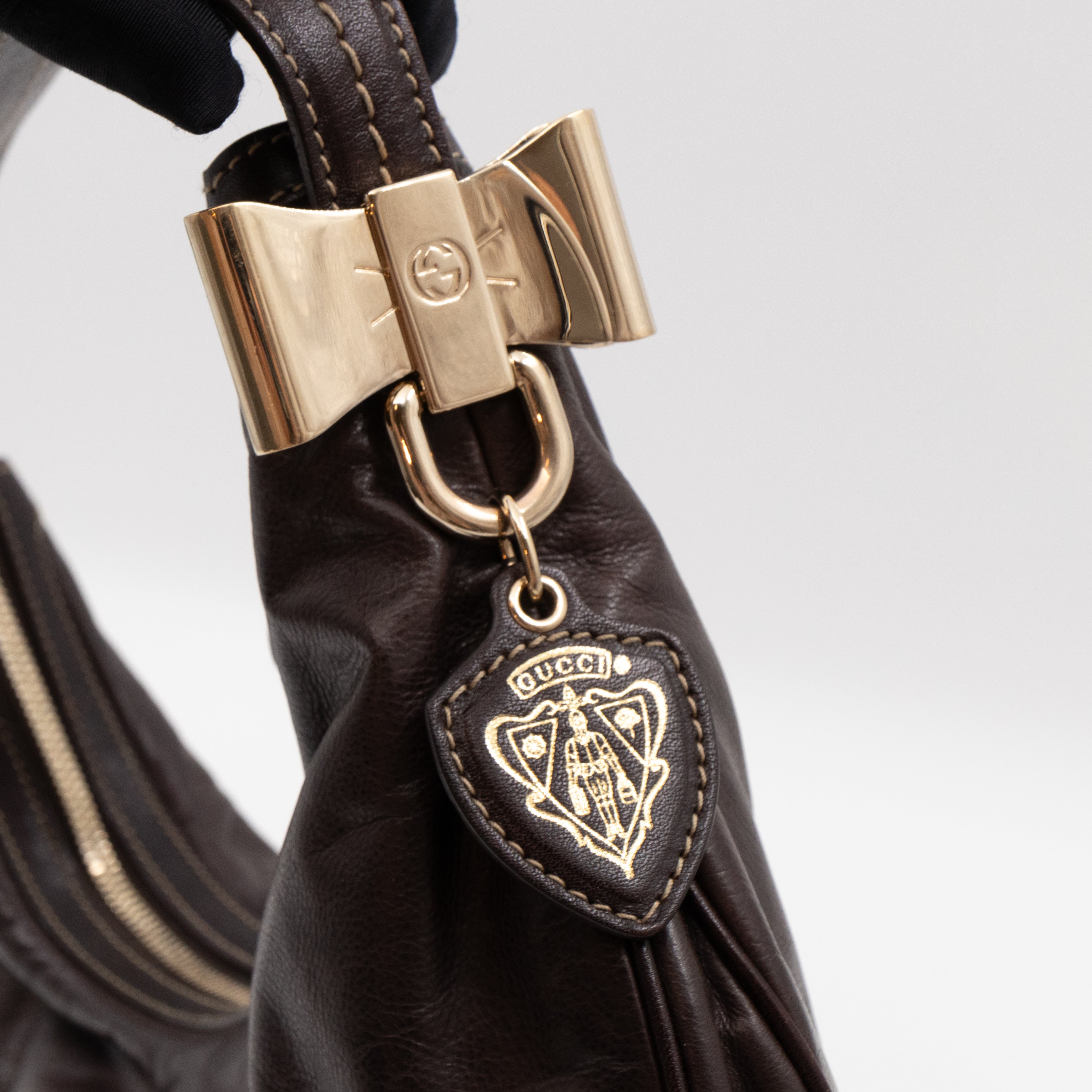 Duchessa Half Moon Hobo Vintage Shoulder Bag Brown Leather