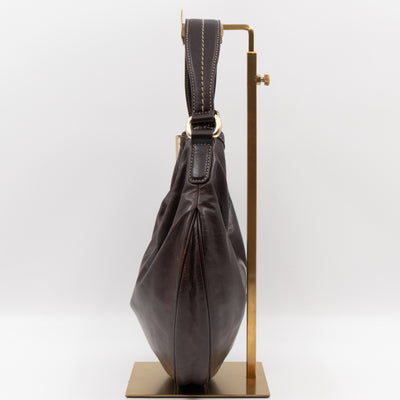Duchessa Half Moon Hobo Vintage Shoulder Bag Brown Leather
