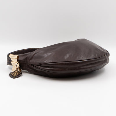 Duchessa Half Moon Hobo Vintage Shoulder Bag Brown Leather