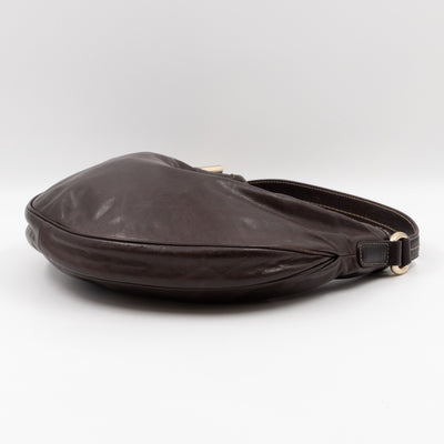 Duchessa Half Moon Hobo Vintage Shoulder Bag Brown Leather