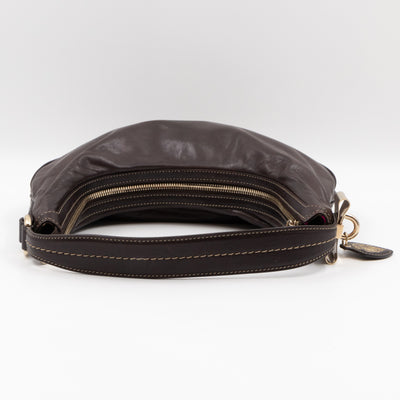 Duchessa Half Moon Hobo Vintage Shoulder Bag Brown Leather