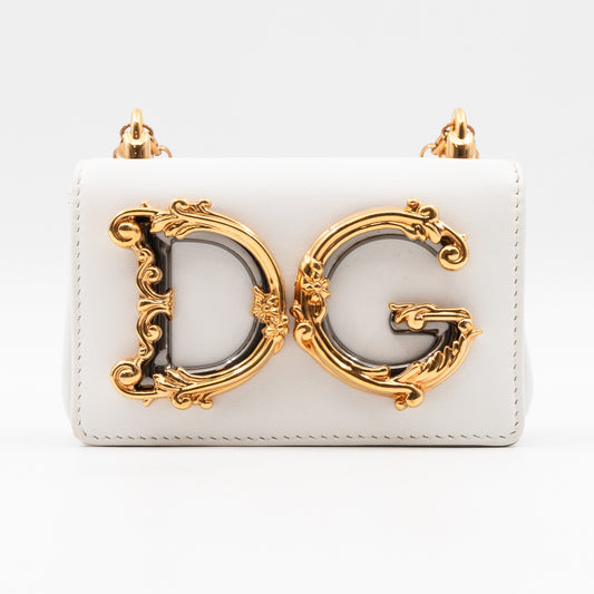 DG Girls Micro Bag White Leather