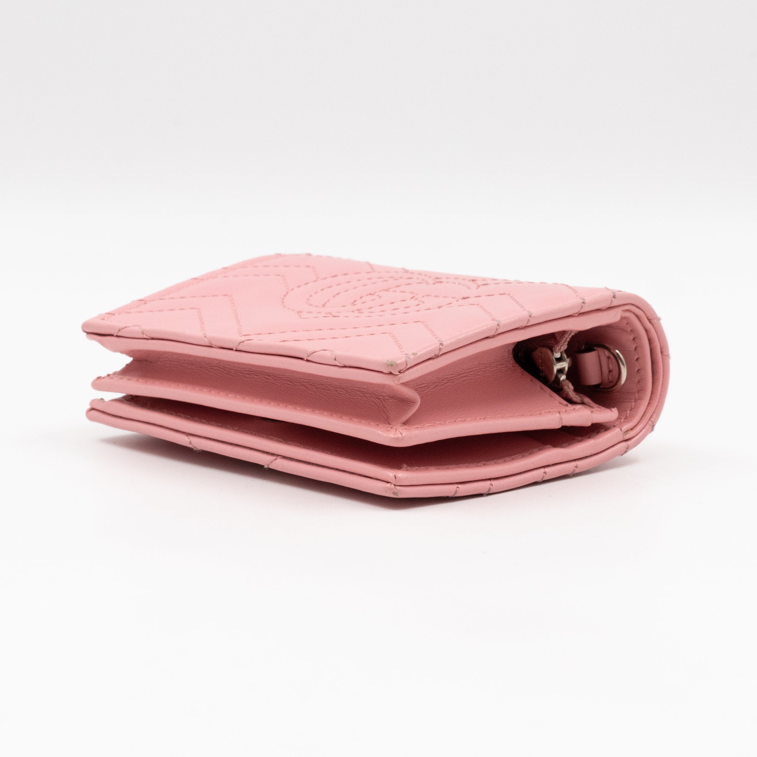 GG Marmont Mini Wallet On Chain Matelasse Pink Leather