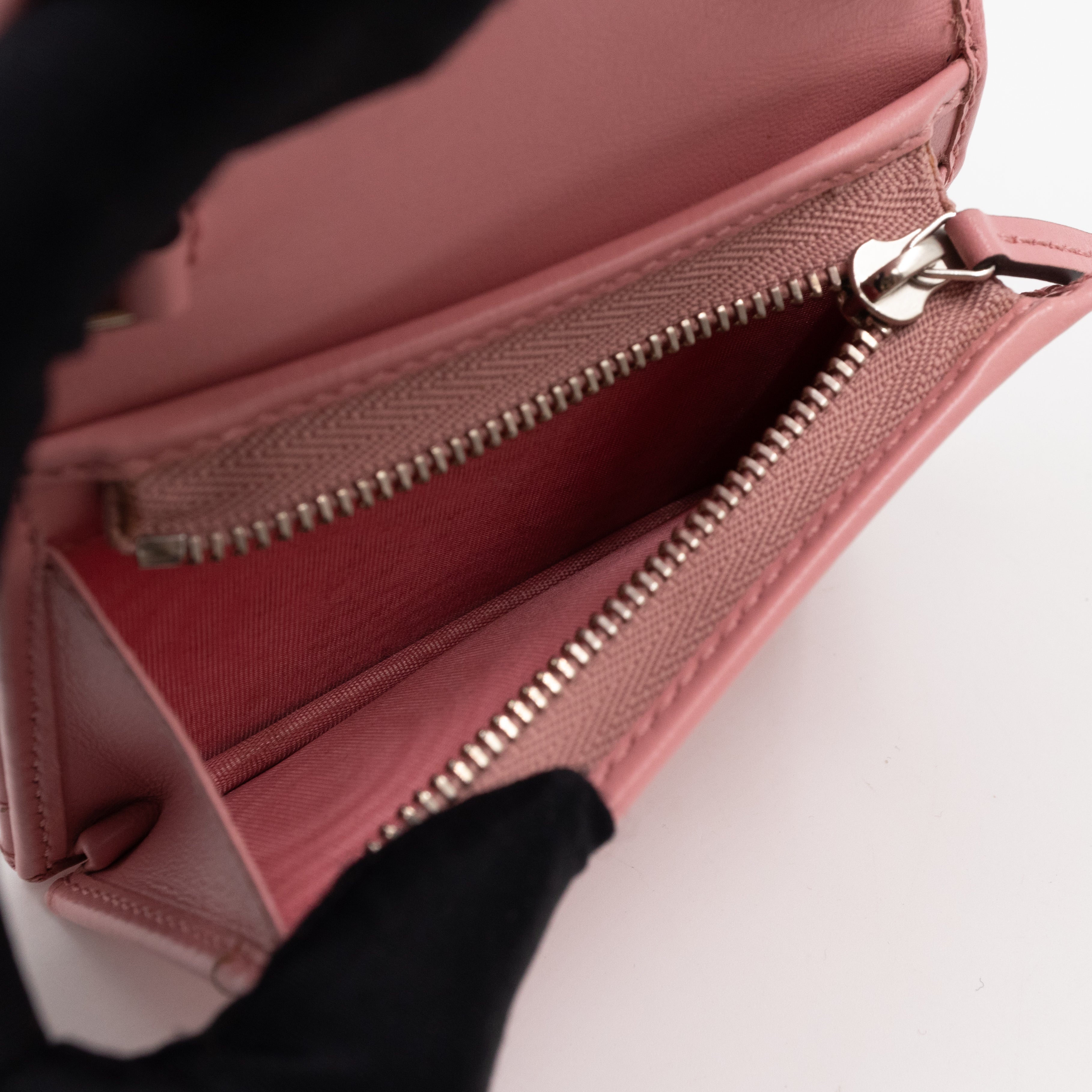GG Marmont Mini Wallet On Chain Matelasse Pink Leather