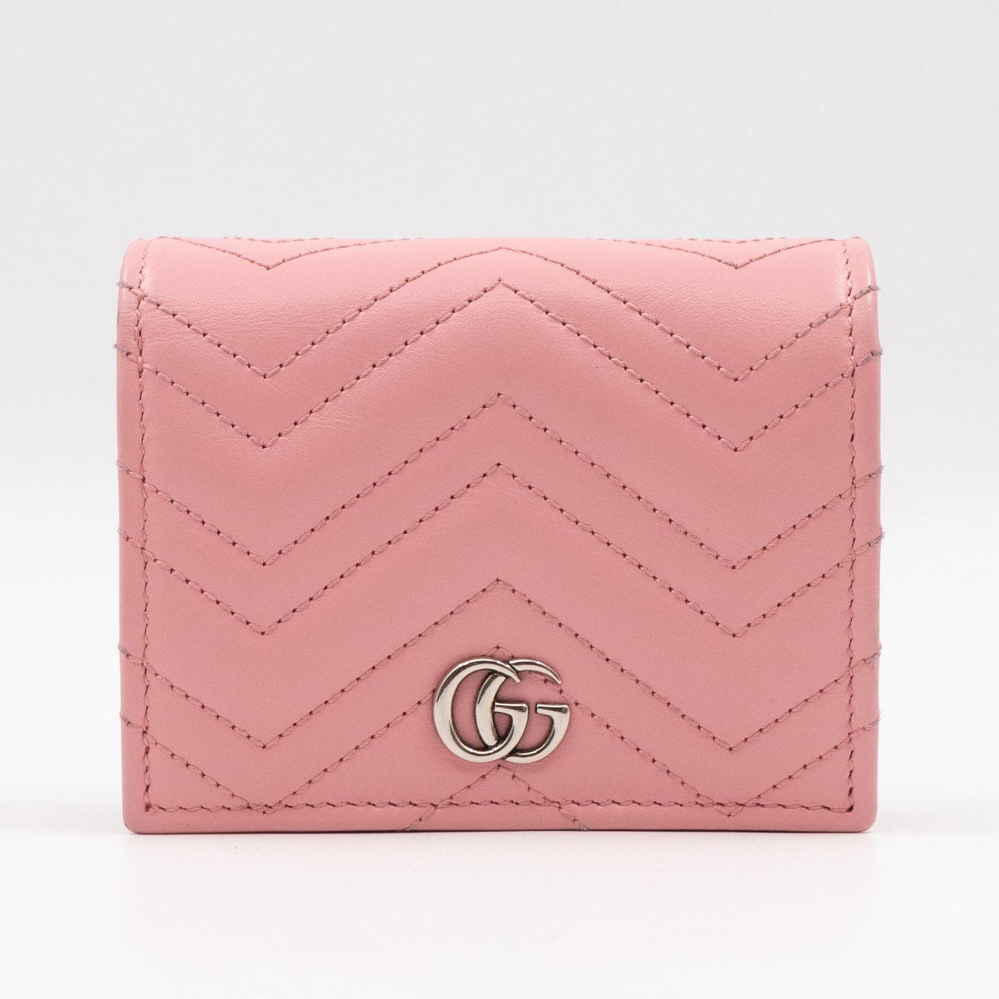 GG Marmont Mini Wallet On Chain Matelasse Pink Leather