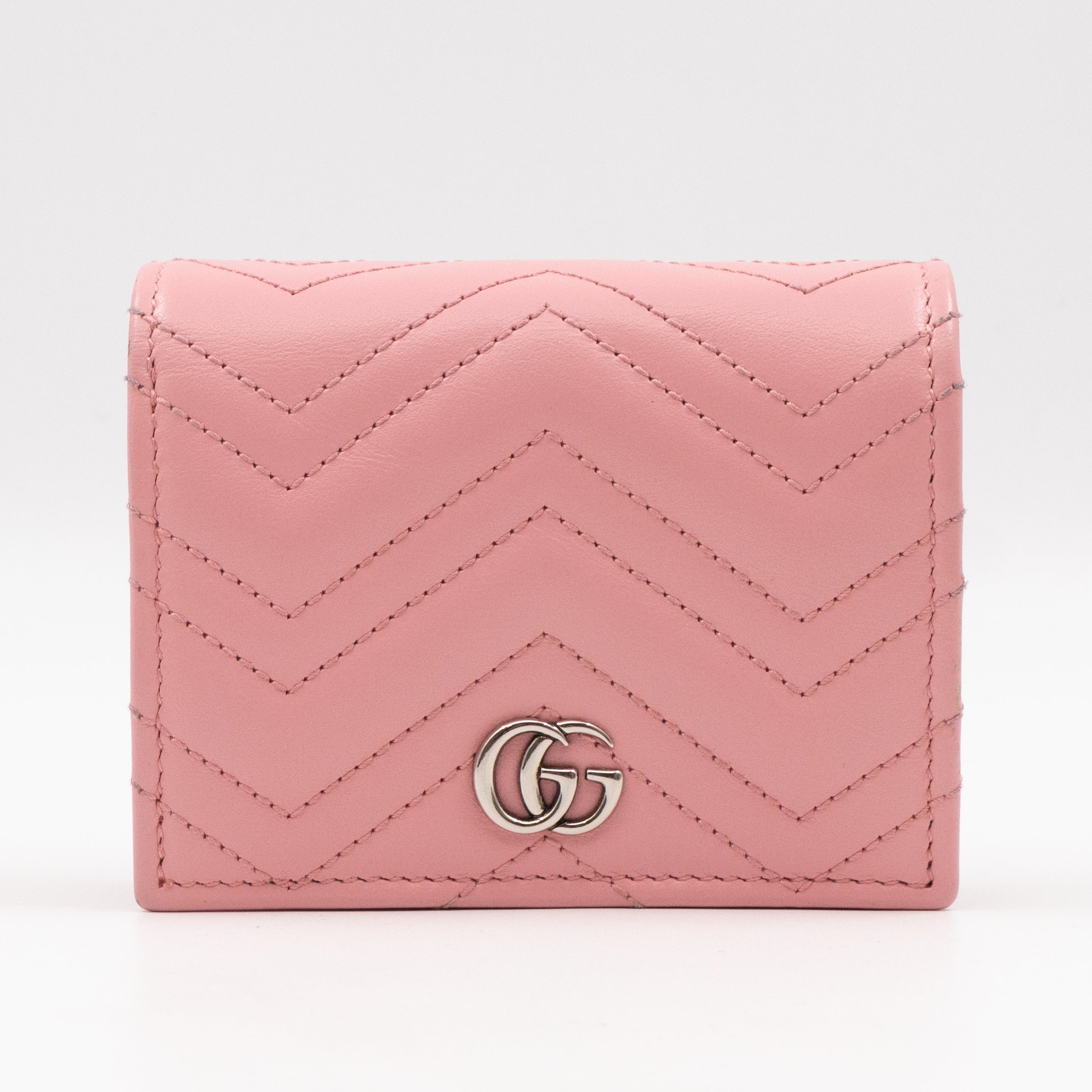 GG Marmont Mini Wallet On Chain Matelasse Pink Leather