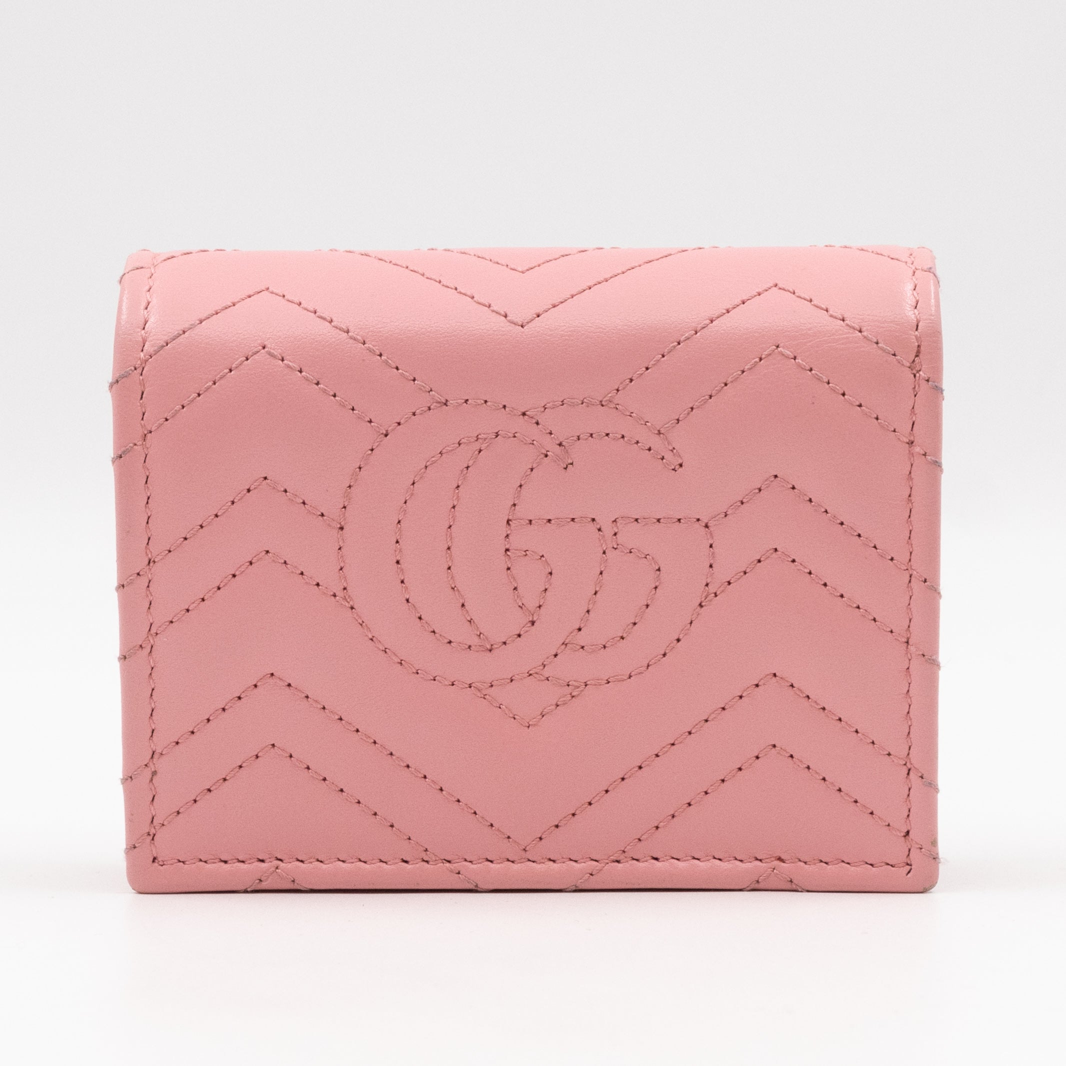 GG Marmont Mini Wallet On Chain Matelasse Pink Leather