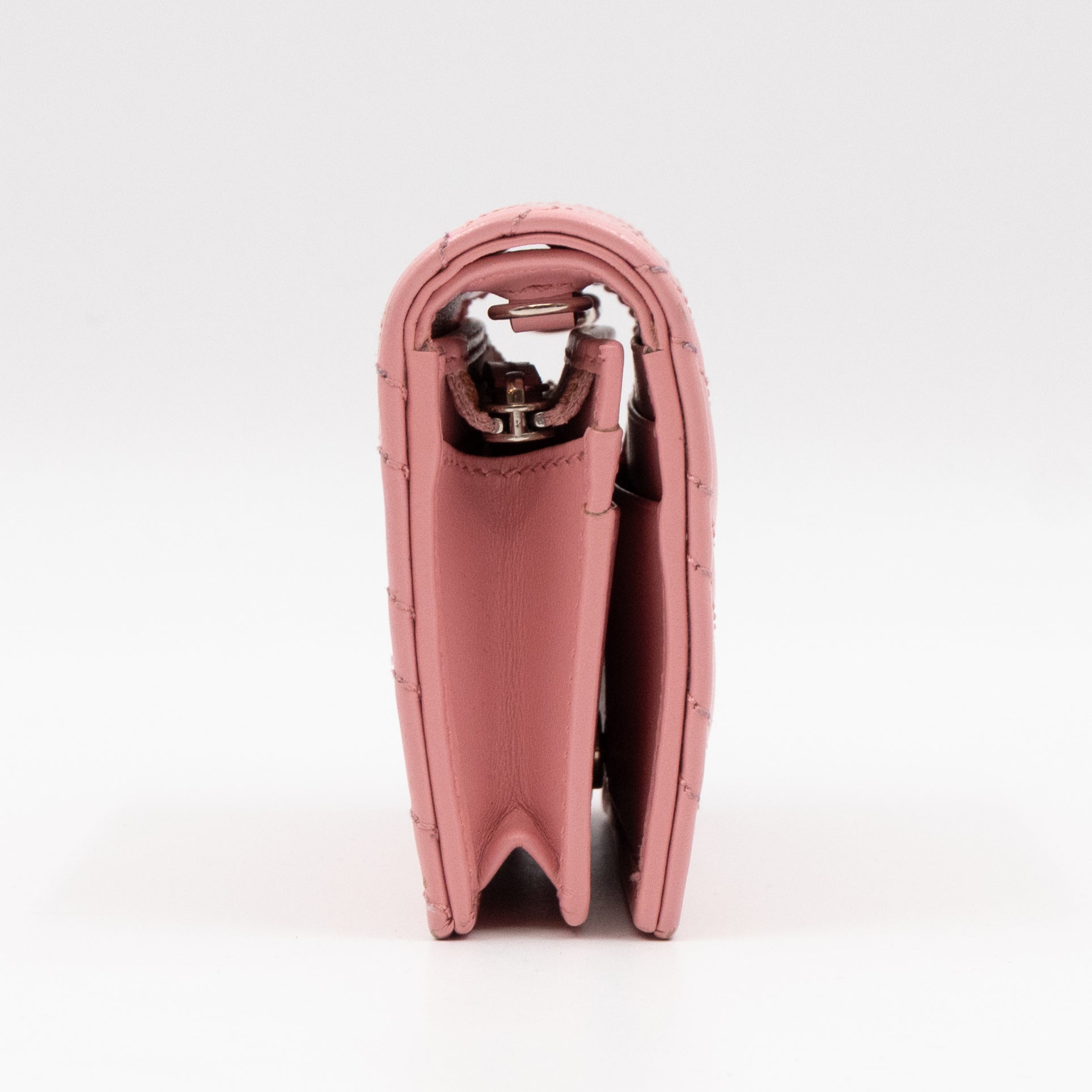 GG Marmont Mini Wallet On Chain Matelasse Pink Leather