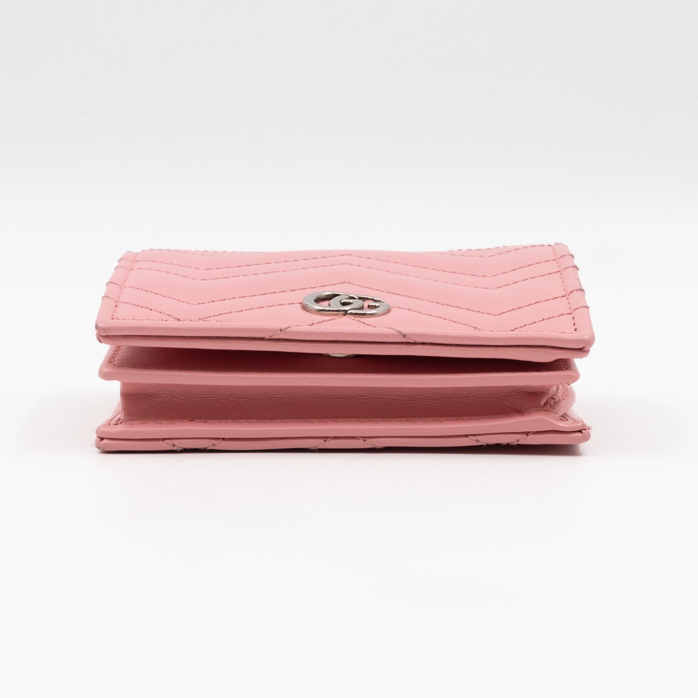 GG Marmont Mini Wallet On Chain Matelasse Pink Leather