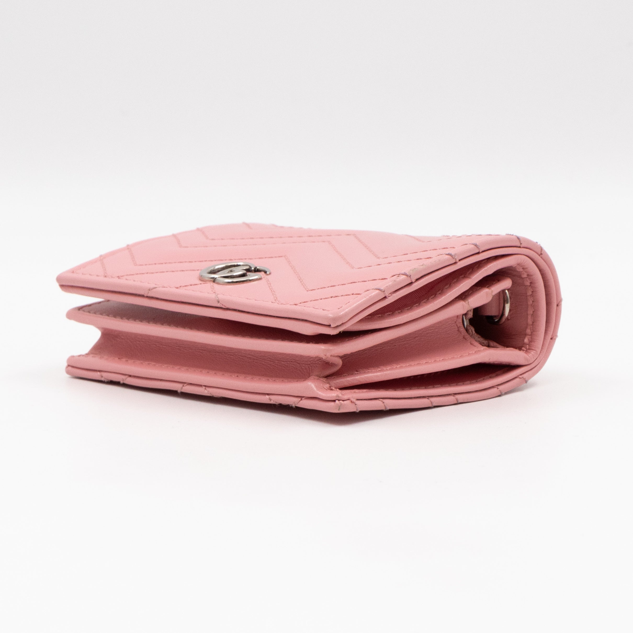 GG Marmont Mini Wallet On Chain Matelasse Pink Leather
