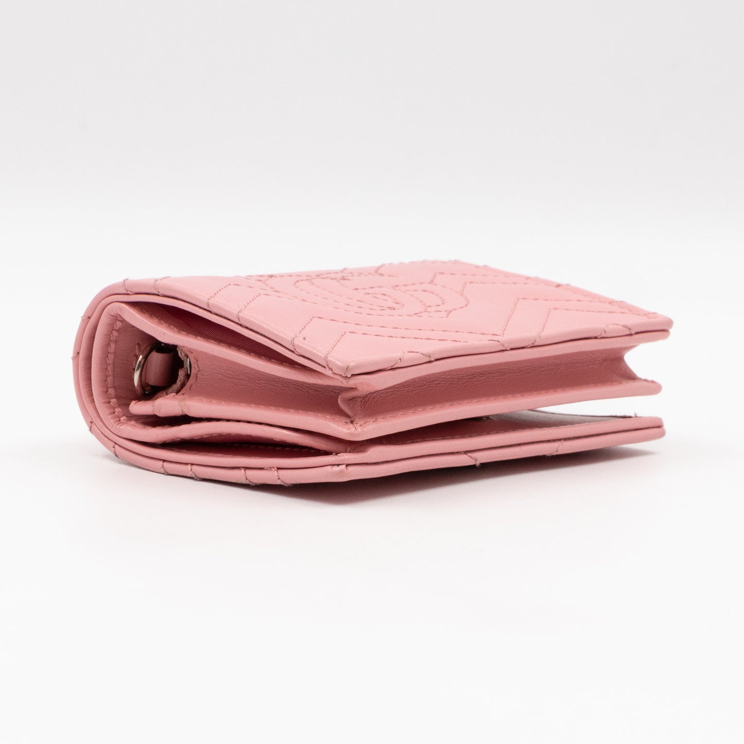 GG Marmont Mini Wallet On Chain Matelasse Pink Leather