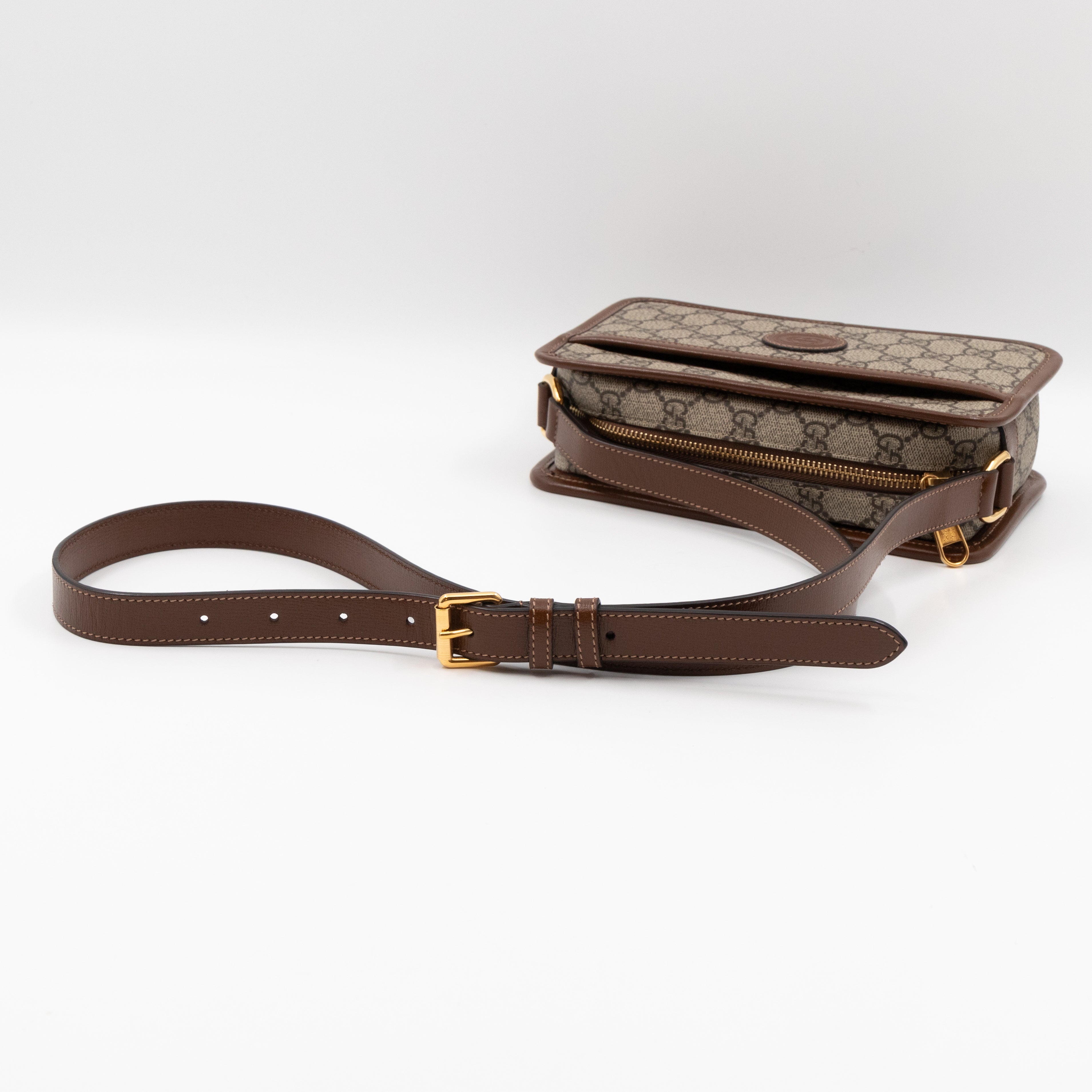 Mini Shoulder Bag with Interlocking G Brown GG Supreme