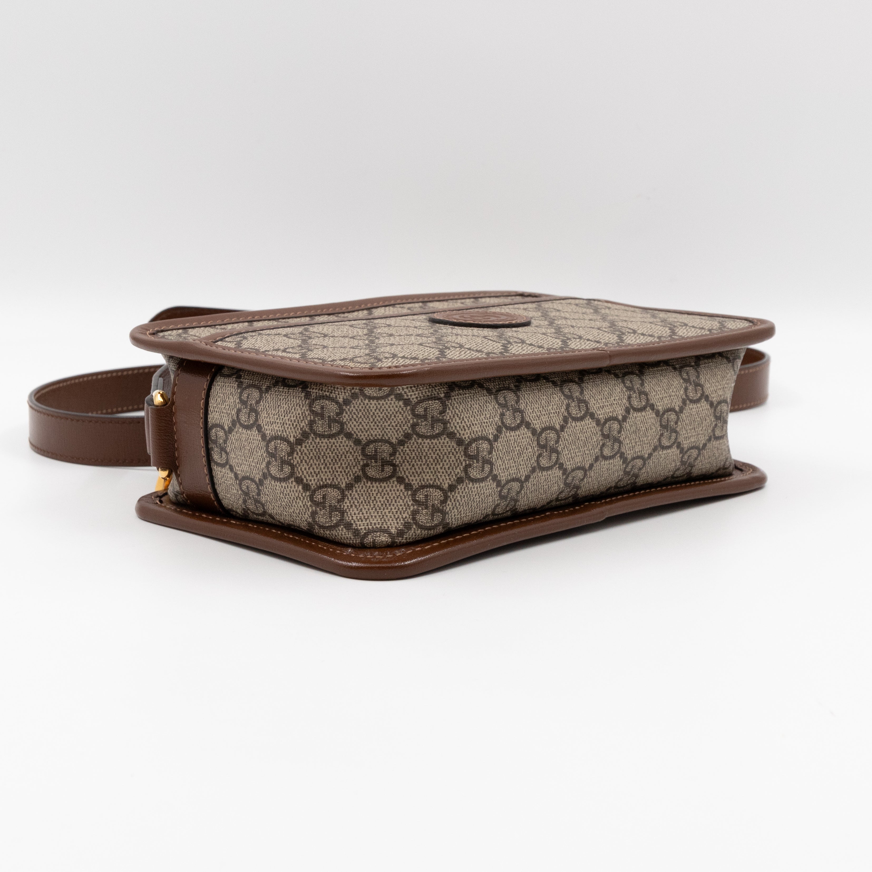 Mini Shoulder Bag with Interlocking G Brown GG Supreme