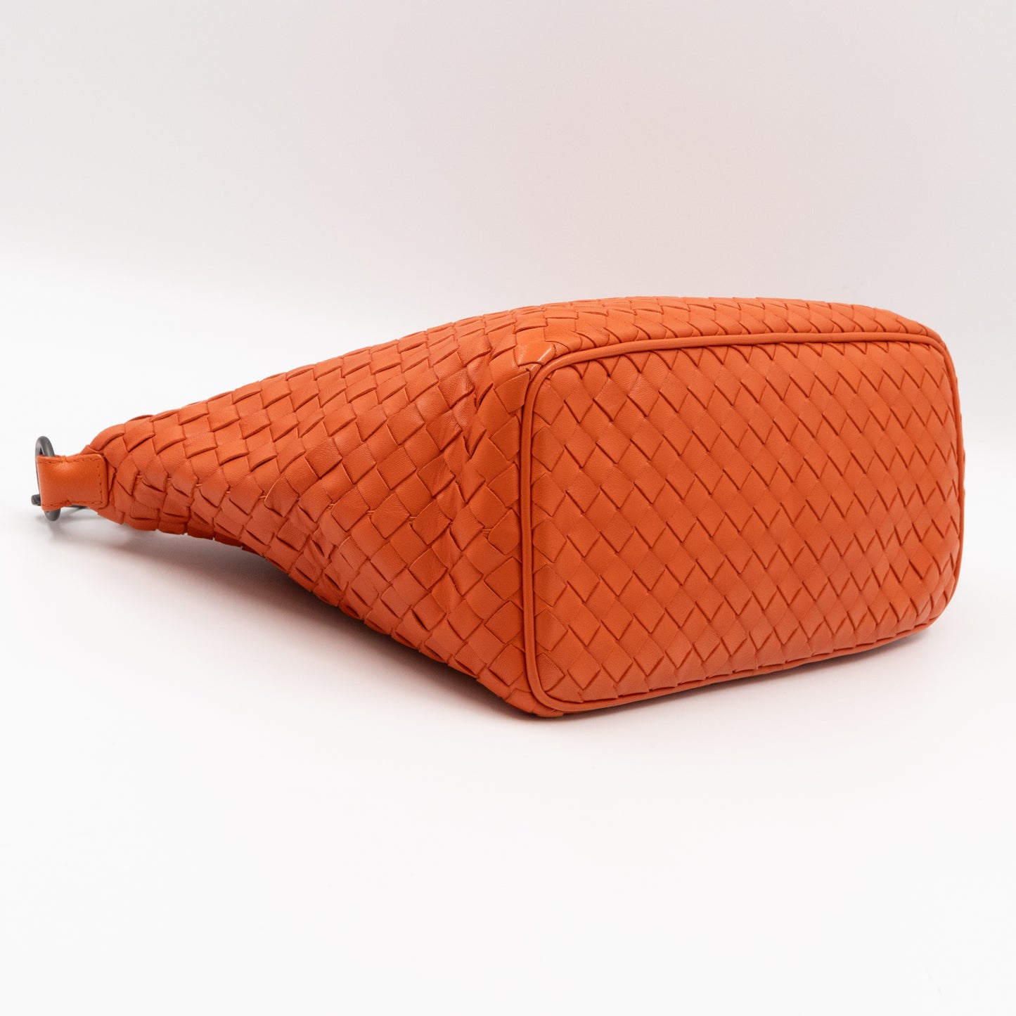 Small Shoulder Bag Intrecciato Orange Leather