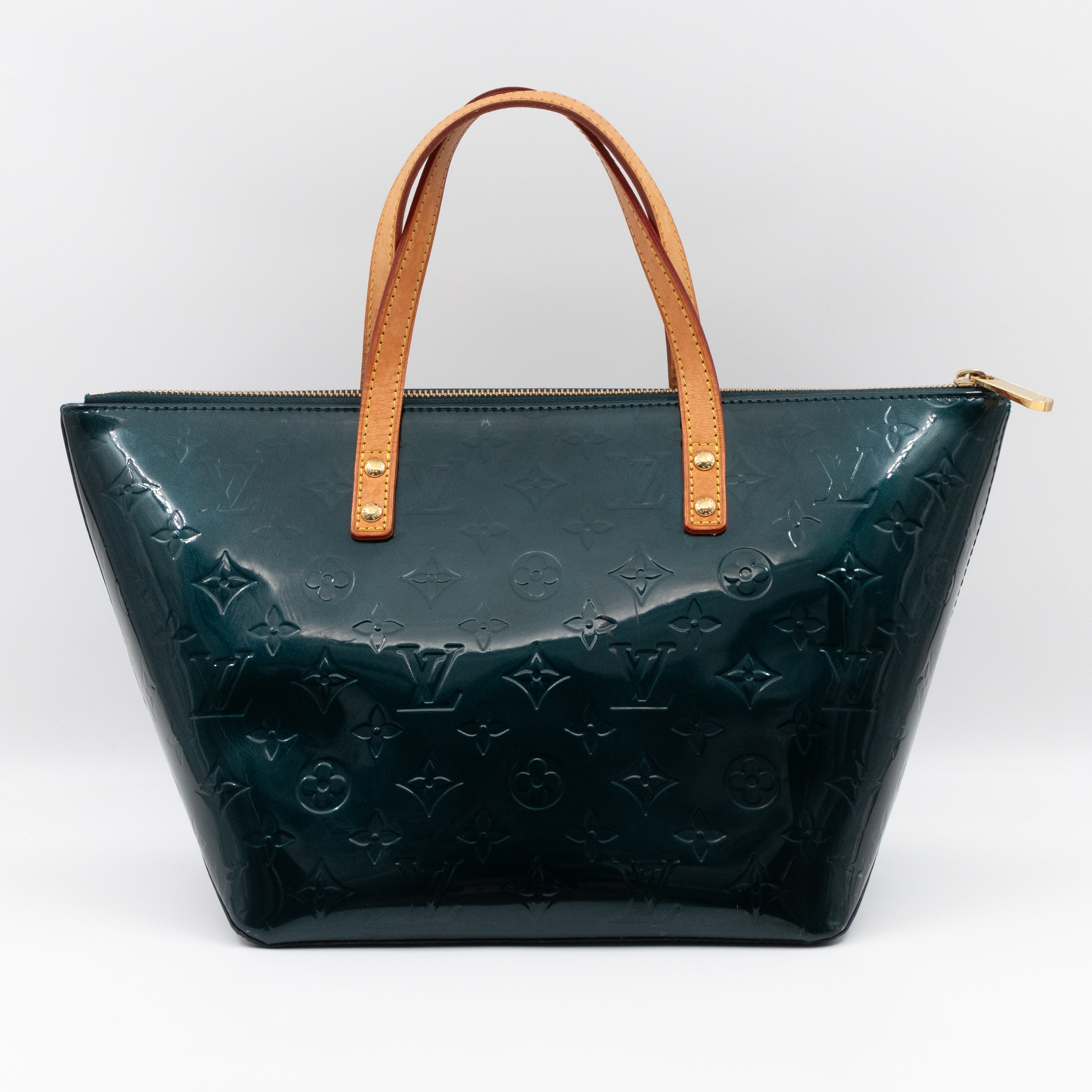 Louis vuitton ange gm deep discount green damier vernis leather evening bag