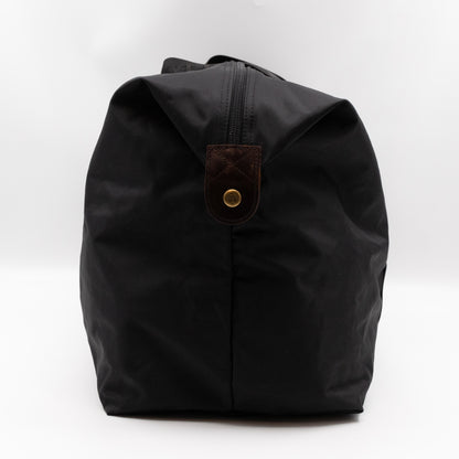 Duffle Black Nylon and Brown Leather Travel Bag