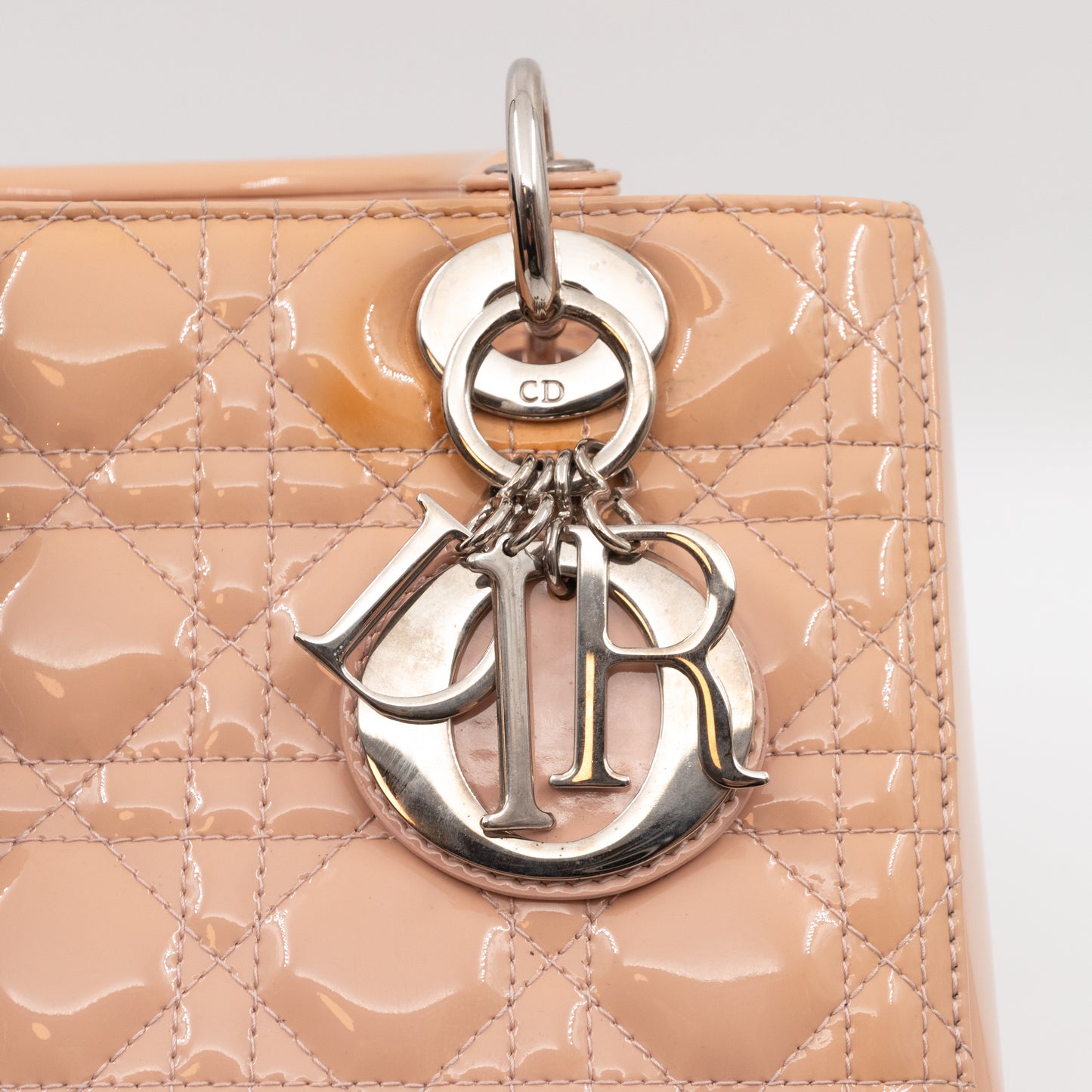 Lady Dior Medium Rose Beige Patent Leather