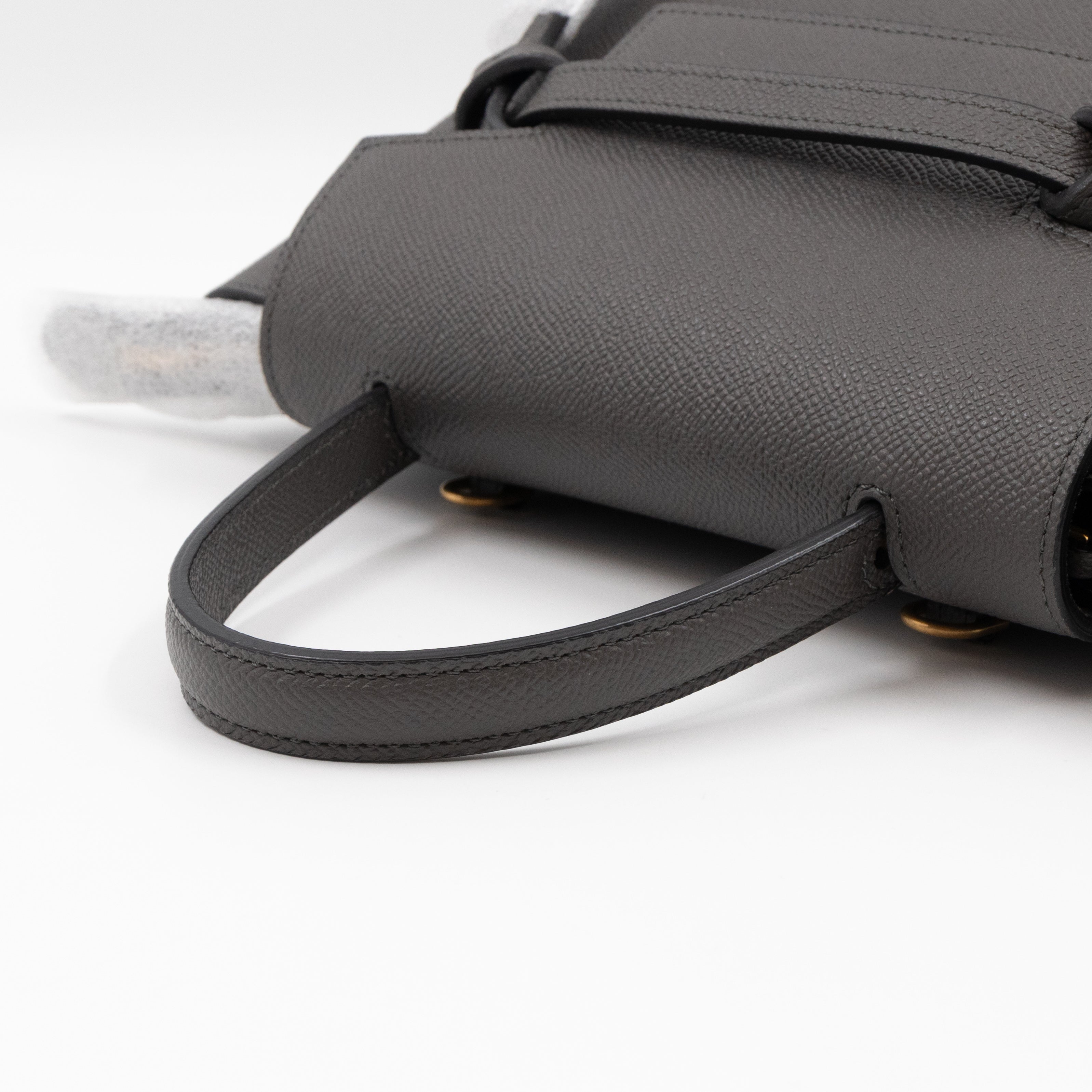 Nano Belt Bag Grey Grained Leather