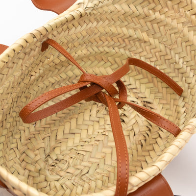 Sense Tote Natural Wicker Basket Brown Leather