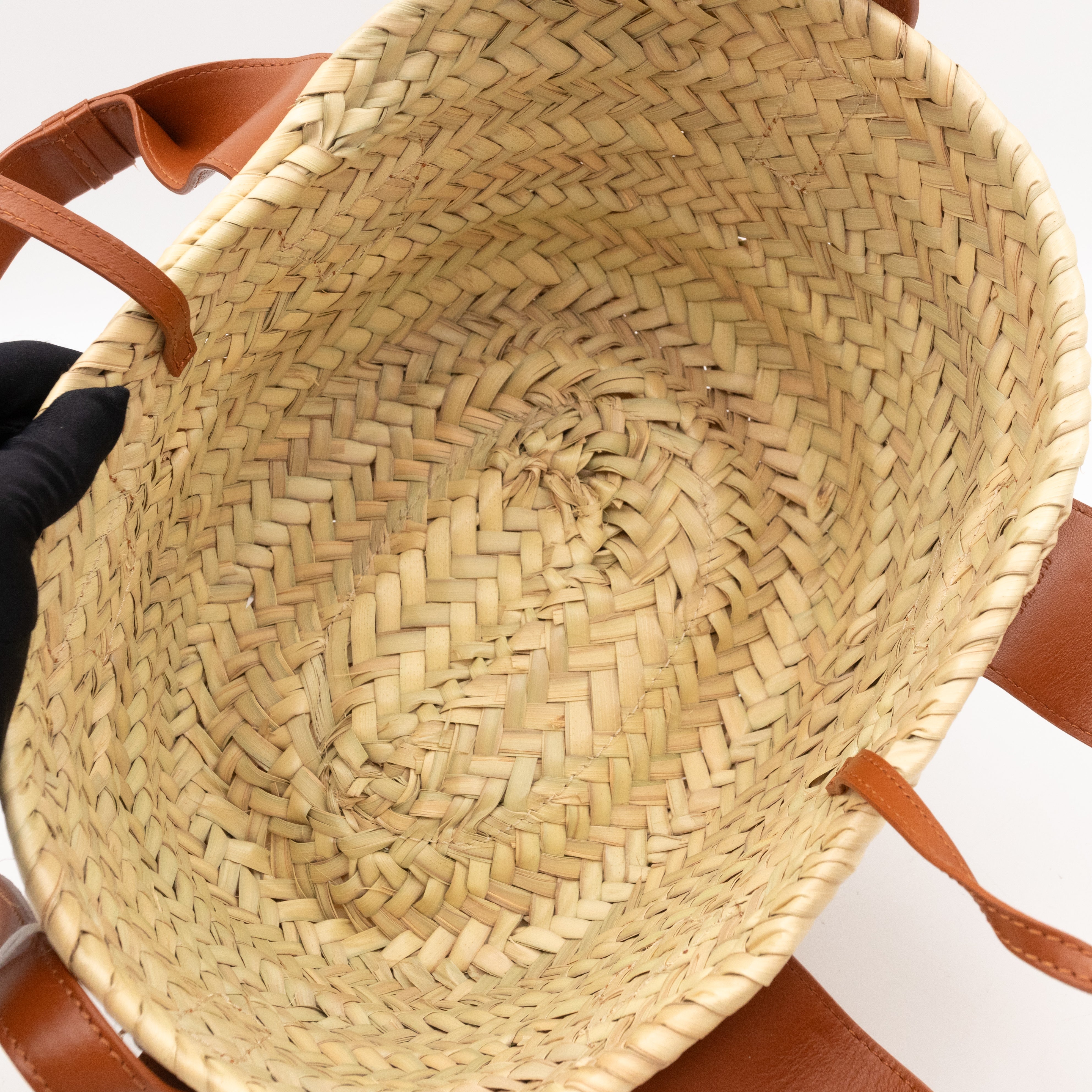 Sense Tote Natural Raffia Brown Leather