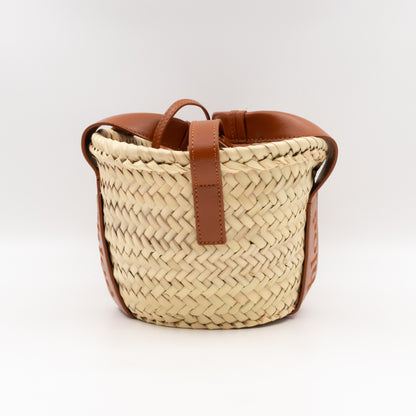 Sense Tote Natural Raffia Brown Leather