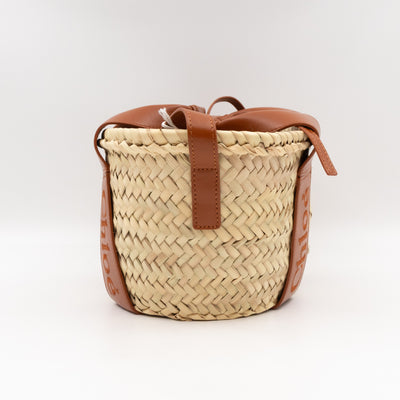 Sense Tote Natural Wicker Basket Brown Leather