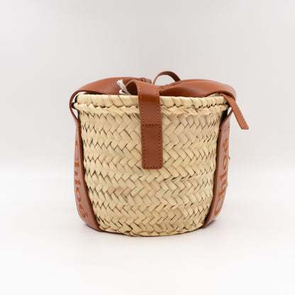 Sense Tote Natural Raffia Brown Leather