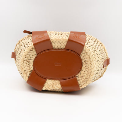 Sense Tote Natural Wicker Basket Brown Leather
