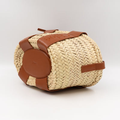 Sense Tote Natural Wicker Basket Brown Leather